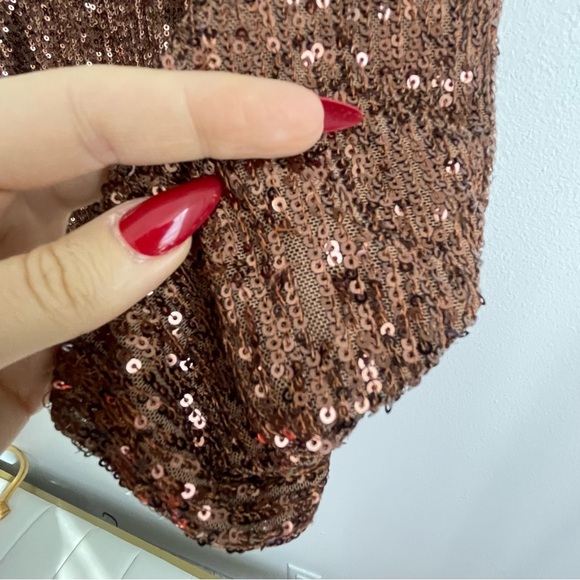 Ronny Kobo brown sequin long sleeve dress - Picture 6 of 8